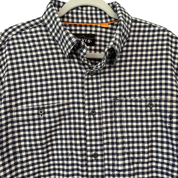 Orvis Navy/White Ghingham Check Flannel Shirt, Sz L - Picture 10 of 15